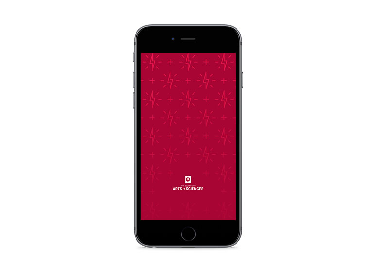Image of cell phone with College of Arts and Sciences wallpaper.