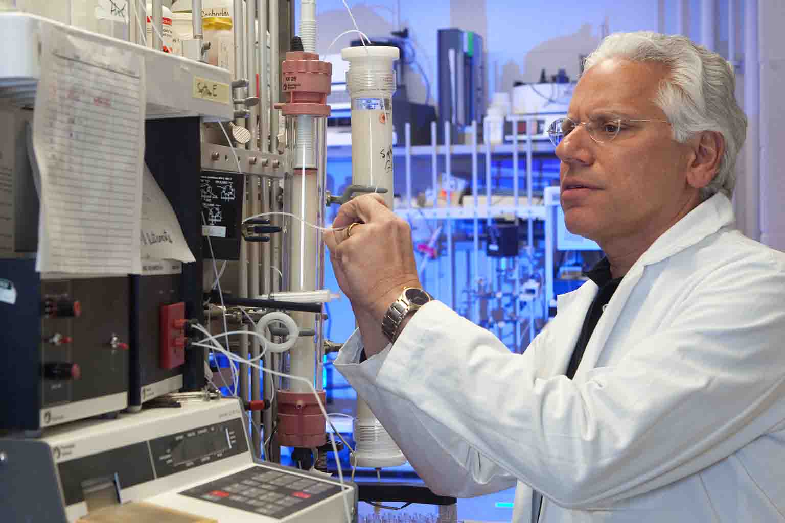 Researcher Richard DiMarchi works in a lab.