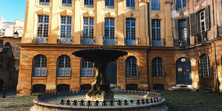 decorative building with ornate fountain